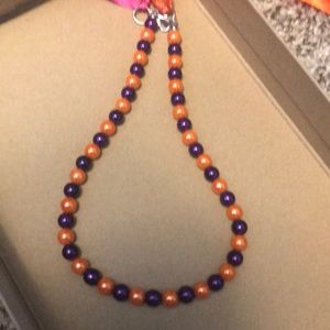 Purple and orange pearl necklace